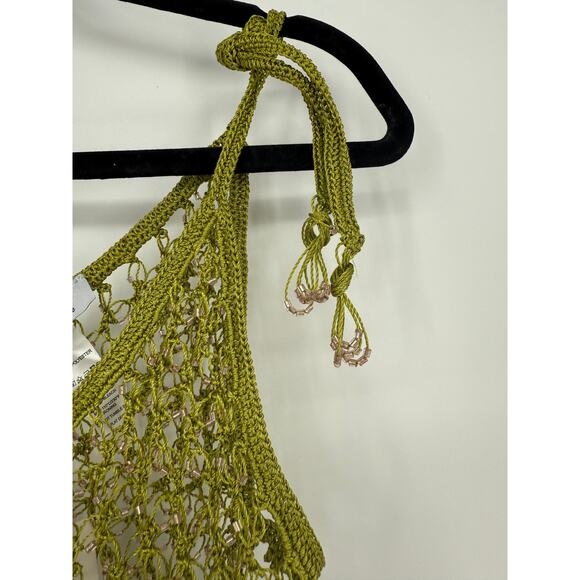 My Beachy Side Hand Crocheted Beaded Net Top Moss Green - Picture 5 of 7